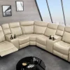 Exklusiver 5er Kinosessel HOLLYWOOD beige Ecksofa Getränkehalter Stauraum