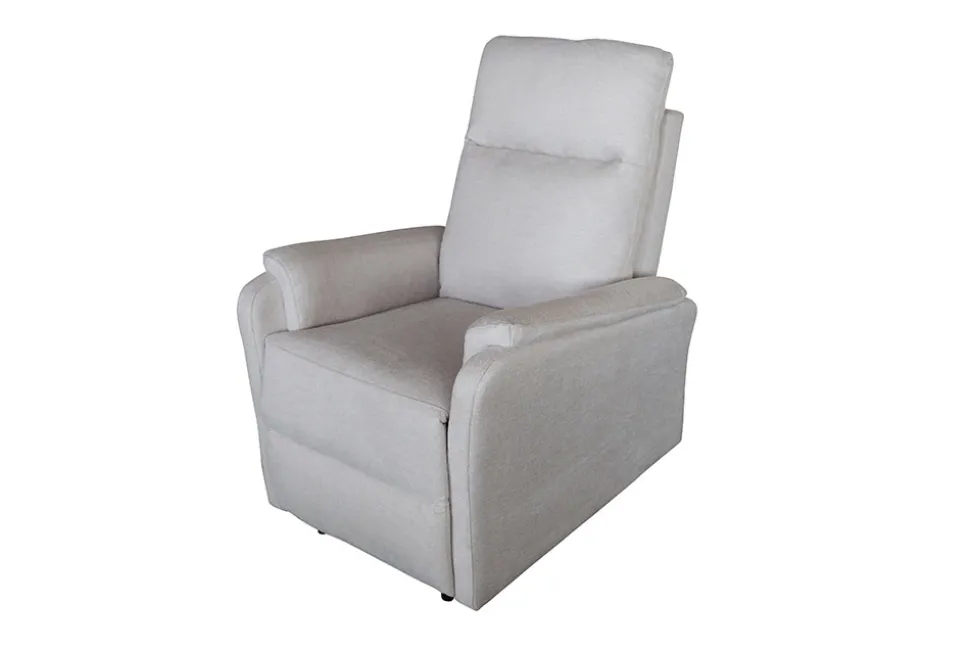 Exklusiver 1er Kinosessel HOLLYWOOD beige Strukturstoff elektrische Liegeposition