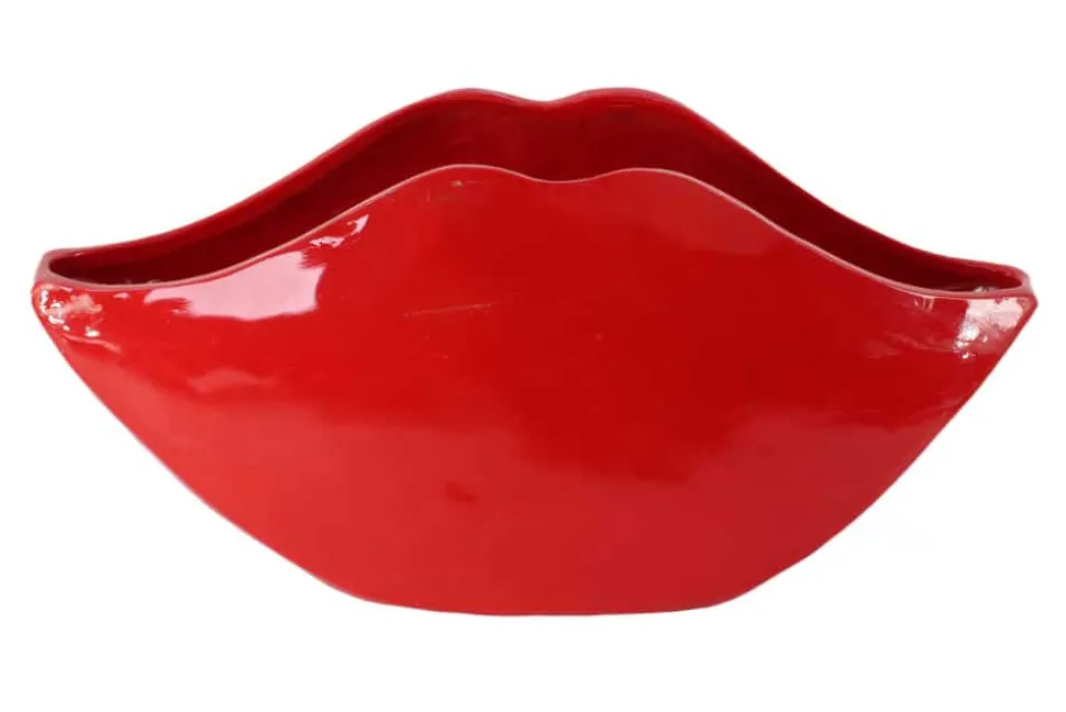 Extravagante Deko-Vase LIP 60cm rot handmade Hochglanz