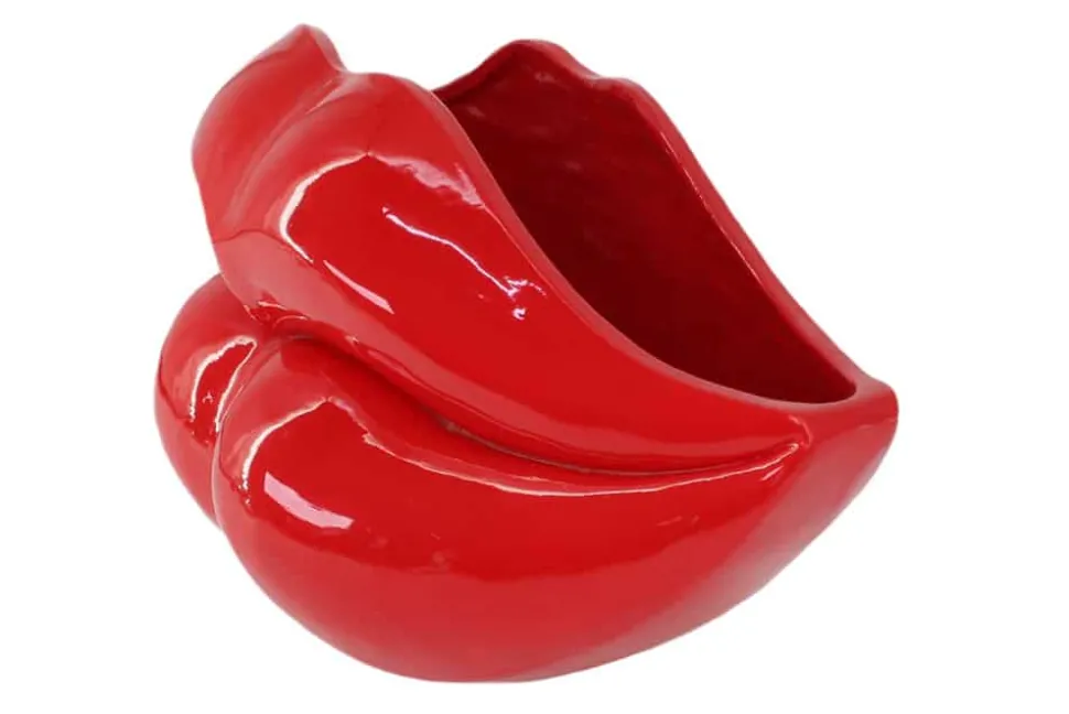 Extravagante Deko-Vase LIP 60cm rot handmade Hochglanz