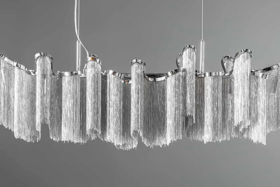 Extravagante Hängeleuchte ROYAL 120cm silber Hängelampe