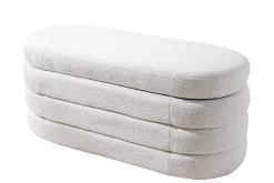 Extravagante Polsterbank VOGUE 115cm creme weiß Bouclé Sitzbank mit Stauraum