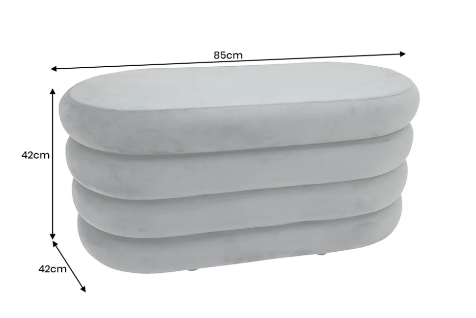 Extravagante Polsterbank VOGUE 85cm grau Samt Sitzbank mit Stauraum