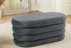 Extravagante Polsterbank VOGUE 85cm grau Samt Sitzbank mit Stauraum