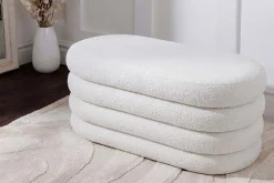 Extravagante Polsterbank VOGUE 85cm weiß Bouclé Sitzbank mit Stauraum