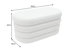 Extravagante Polsterbank VOGUE 85cm weiß Bouclé Sitzbank mit Stauraum