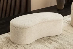 Extravagante Polsterbank ELEMENTAL 120cm champagner beige Feinstrick Bouclé mit Stauraum