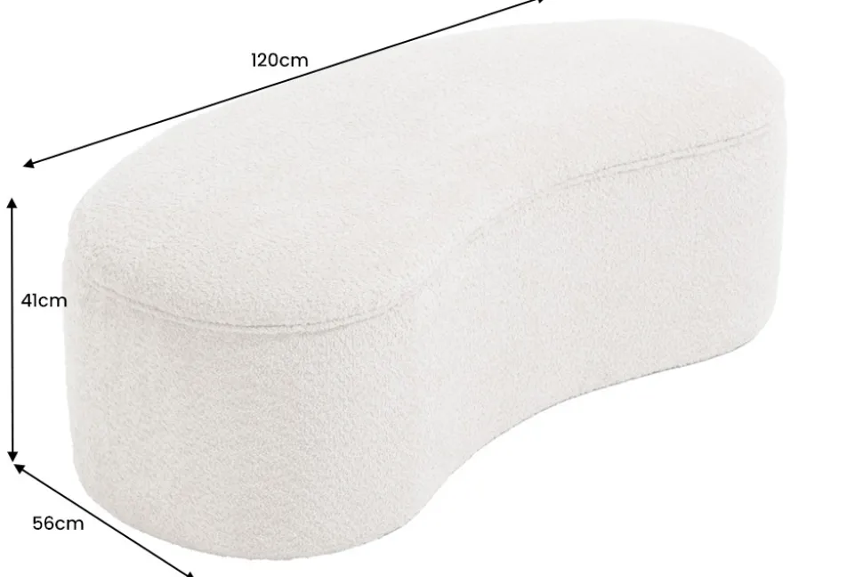 Extravagante Polsterbank ELEMENTAL 120cm champagner beige Feinstrick Bouclé mit Stauraum