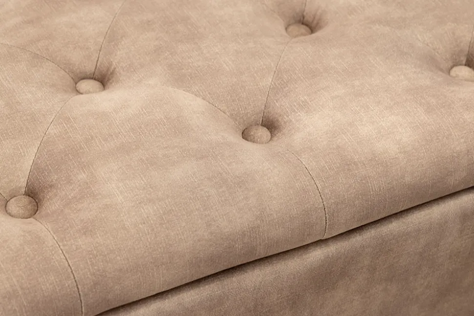 Extravagante Polsterbank EN VOGUE 120cm beige Samt mit Stauraum schwarze Metallbeine