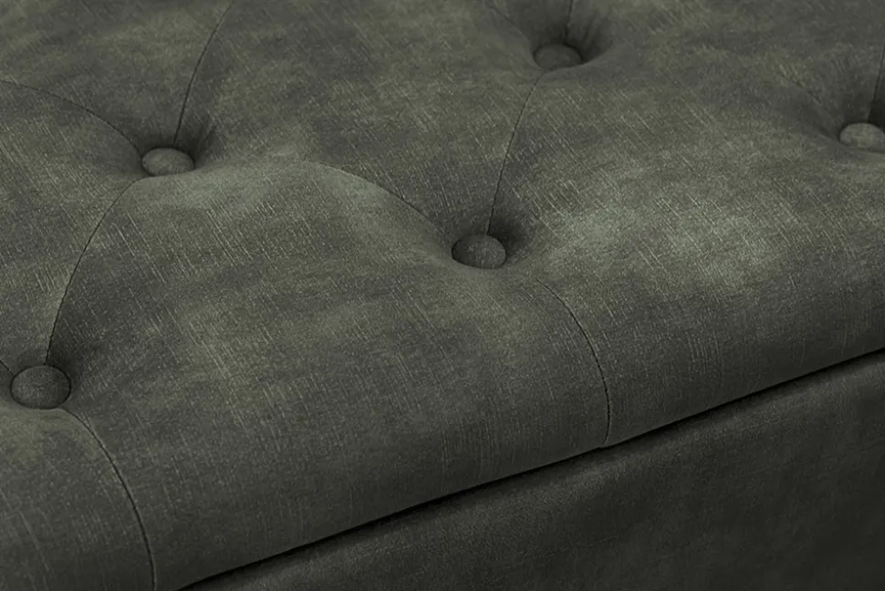 Extravagante Polsterbank EN VOGUE 120cm grün Samt mit Stauraum schwarze Metallbeine