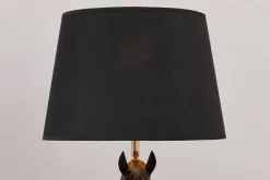 Extravagante Tischlampe BLACK BEAUTY 75cm schwarz gold Pferde-Skulptur