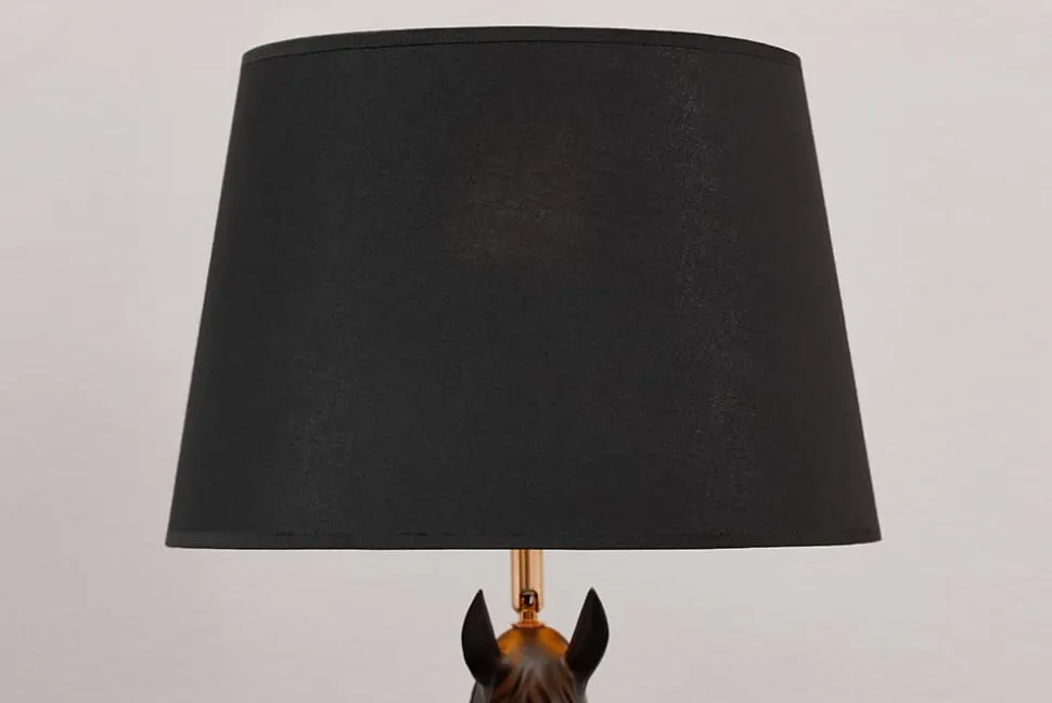 Extravagante Tischlampe BLACK BEAUTY 75cm schwarz gold Pferde-Skulptur