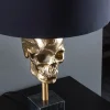 Extravagante Tischlampe SKULL 56cm schwarz gold Metall Totenkopf Skulptur Leuchte