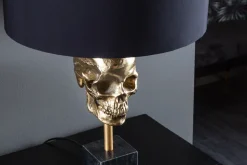 Extravagante Tischlampe SKULL 56cm schwarz gold Metall Totenkopf Skulptur Leuchte