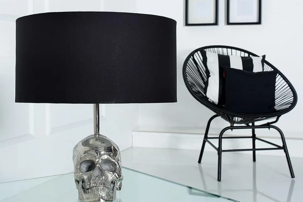 Extravagante Tischlampe SKULL 44cm schwarz Totenkopf Tischleuchte