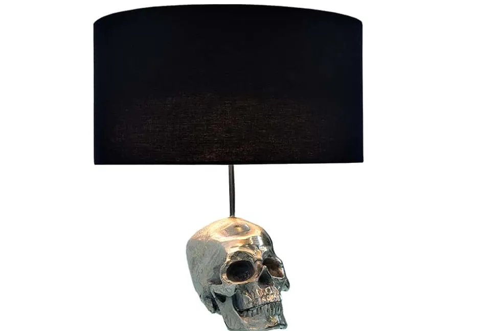 Extravagante Tischlampe SKULL 44cm schwarz Totenkopf Tischleuchte