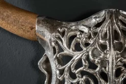 Extravagante Wanddekoration EXOTIC BULL 60cm silber Mangoholz Stierkopf