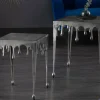 Extravaganter Beistelltisch LIQUID LINE S 34cm silber Tropfen-Design