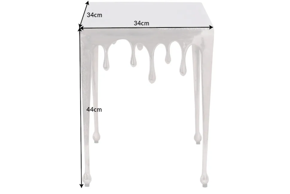 Extravaganter Beistelltisch LIQUID LINE S 34cm silber Tropfen-Design