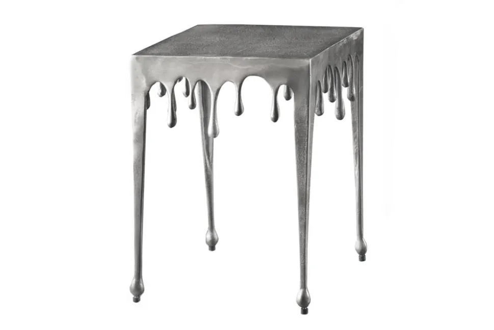 Extravaganter Beistelltisch LIQUID LINE S 34cm silber Tropfen-Design