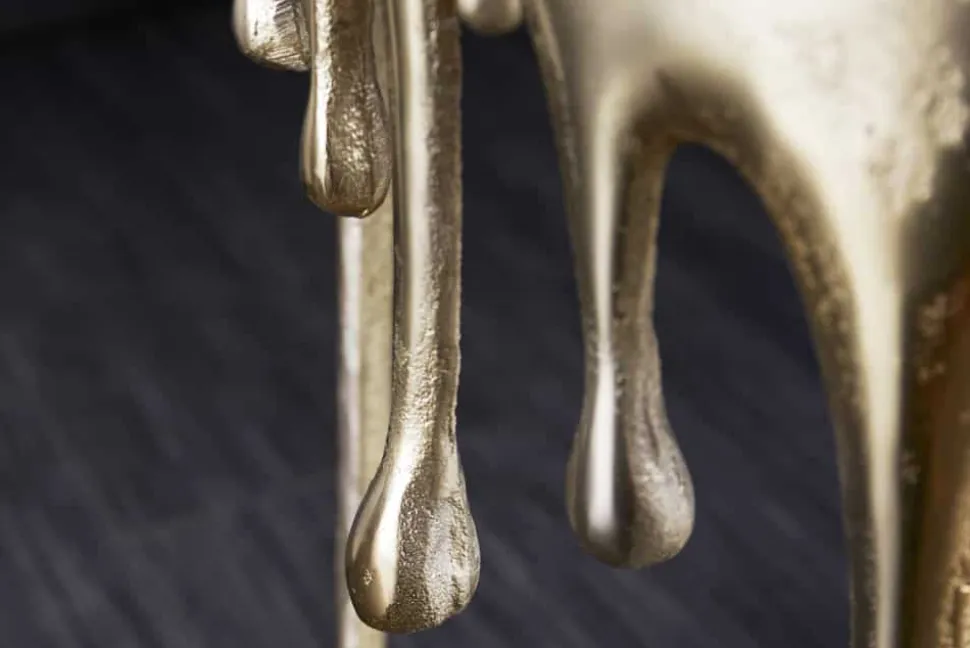 Extravaganter Beistelltisch LIQUID LINE 50cm gold Tropfen-Design Metall Aluminium rund