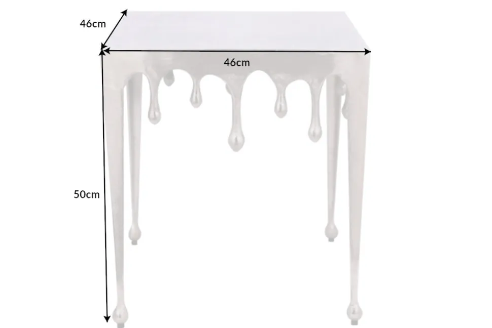 Extravaganter Couchtisch LIQUID LINE L 46cm silber Tropfen-Design