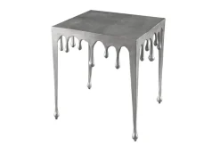 Extravaganter Couchtisch LIQUID LINE L 46cm silber Tropfen-Design