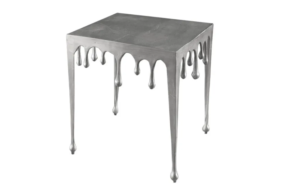 Extravaganter Couchtisch LIQUID LINE L 46cm silber Tropfen-Design