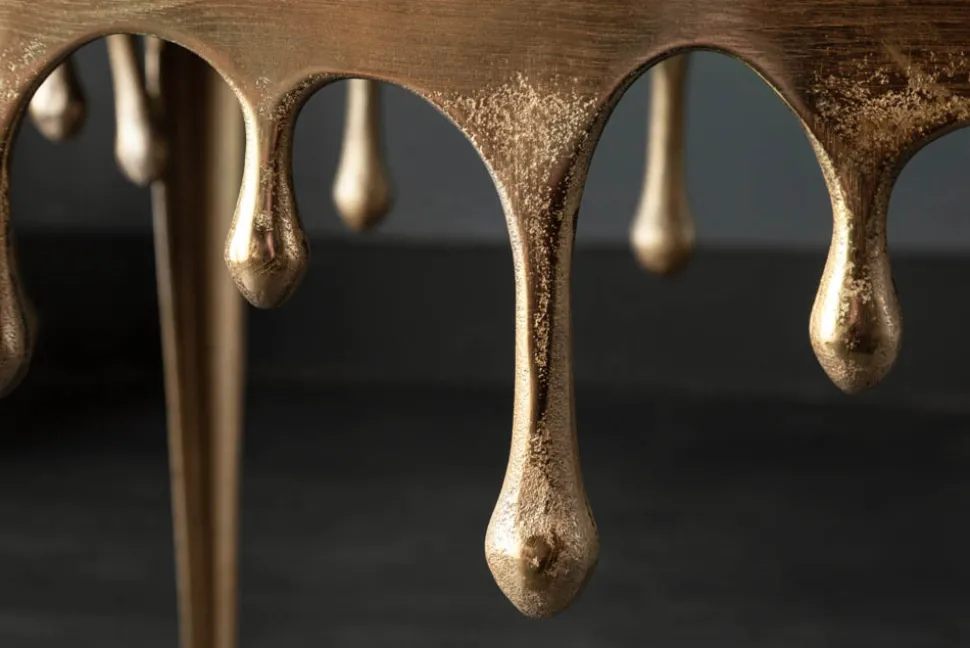 Extravaganter Couchtisch LIQUID LINE L 46cm gold Tropfen-Design