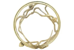 Extravaganter Couchtisch SNAKE 70cm gold rund Metall Schlangen-Skulptur Glasplatte