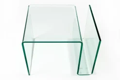 Extravaganter Glas Couchtisch FANTOME 50cm Beistelltisch mit Ablage für Magazine transparent