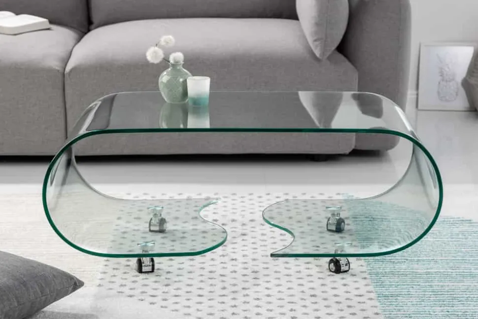Extravaganter Glas Couchtisch FANTOME 90cm transparent