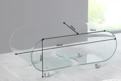 Extravaganter Glas Couchtisch FANTOME 90cm transparent