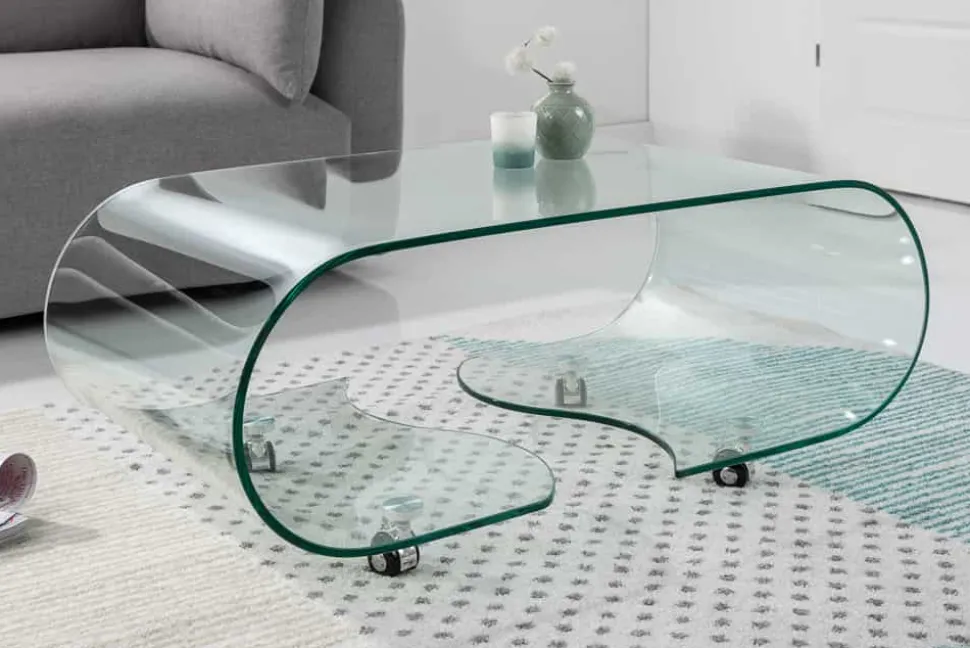 Extravaganter Glas Couchtisch FANTOME 90cm transparent