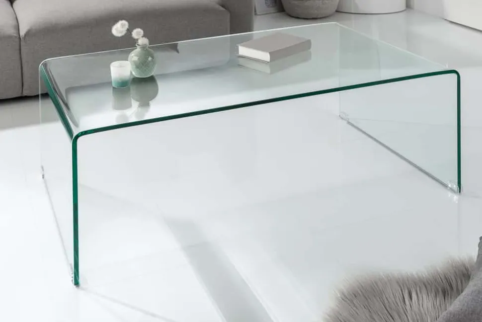 Extravaganter Glas Couchtisch FANTOME 110cm transparent