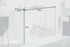 Extravaganter Glas Konsolentisch FANTOME 100cm transparent Schreibtisch Ganzglastisch
