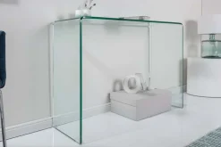 Extravaganter Glas Konsolentisch FANTOME 100cm transparent Schreibtisch Ganzglastisch