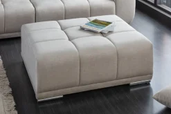 Extravaganter Hocker ELEGANCIA 110cm champagner beige Vogue Velours Samt Ziersteppung