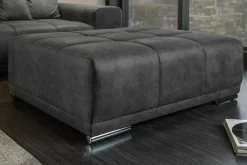 Extravaganter Hocker ELEGANCIA 110cm grau mit Ziersteppung