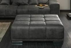 Extravaganter Hocker ELEGANCIA 110cm grau mit Ziersteppung