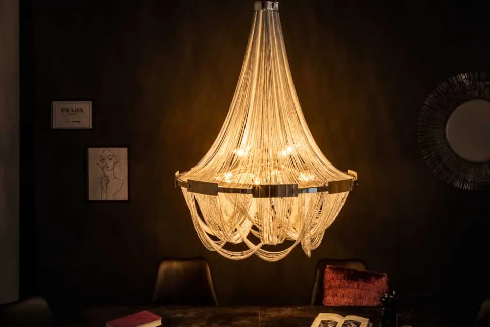 Extravaganter Kronleuchter ROYAL XL 70cm silber Hängeleuchte