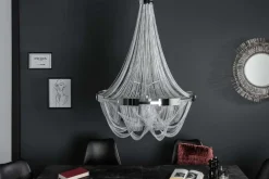 Extravaganter Kronleuchter ROYAL XL 70cm silber Hängeleuchte