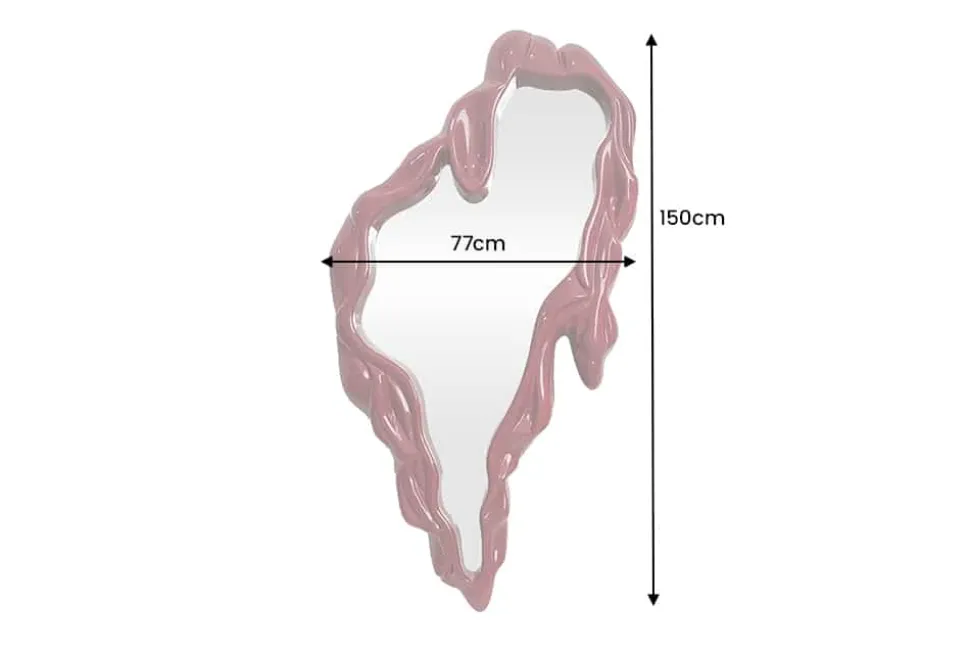 Extravaganter Wandspiegel FLUIDUM 150cm rot vertikale Aufhängung organische Form