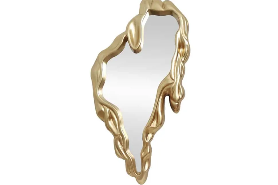 Extravaganter Wandspiegel FLUIDUM 150cm gold vertikale Aufhängung organische Form