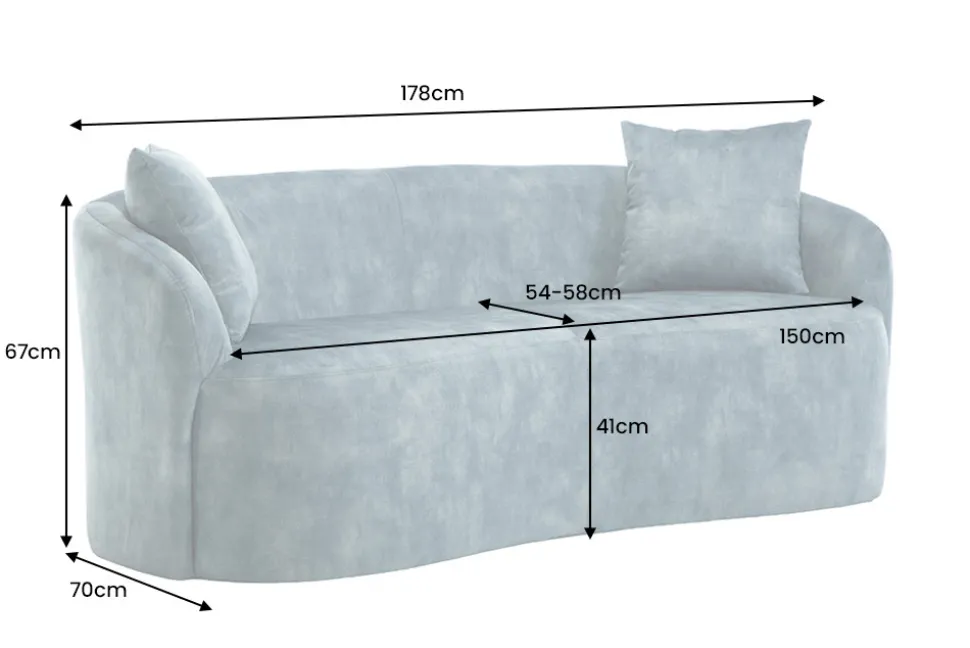 Extravagantes Sofa ELEMENTAL 180cm petrol Samt 2-Sitzer Couch mit Federkern