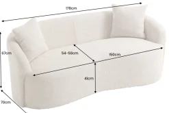 Extravagantes Sofa ELEMENTAL 180cm champagner beige Feinstrick Bouclé 2-Sitzer