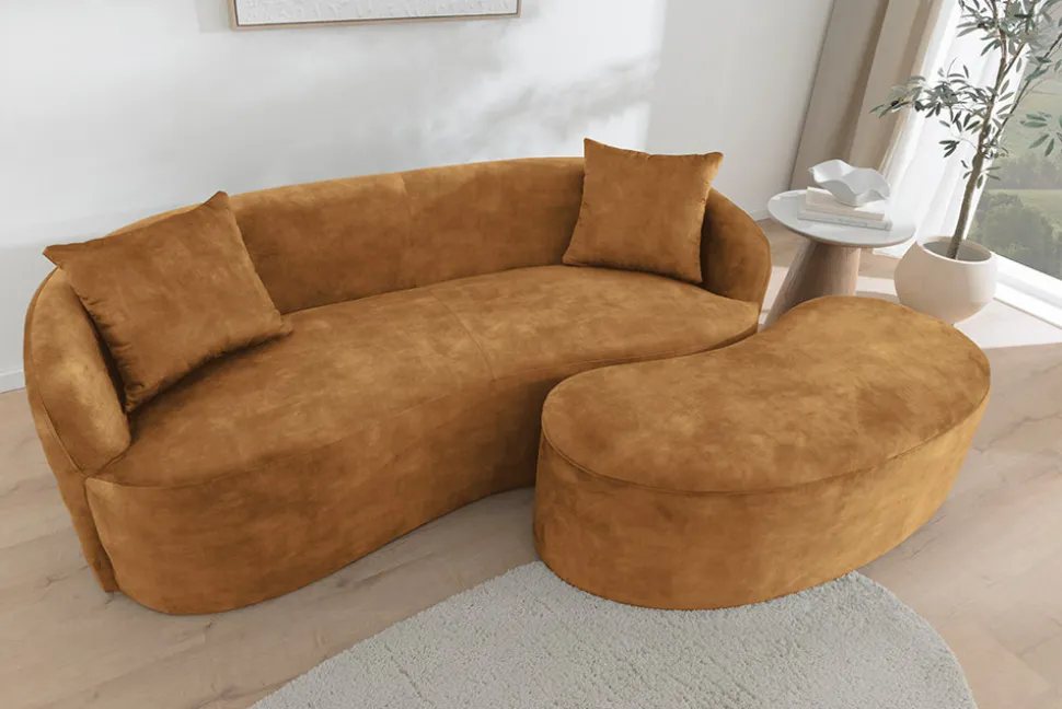 Extravagantes Sofa ELEMENTAL 180cm senfgelb Samt 2-Sitzer Couch Federkern