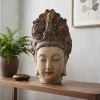 Figur BUDDHA HEAD 45cm mehrfarbig handmade Deko-Kopf Blumengöttin