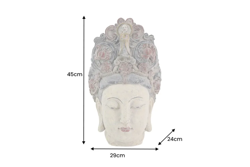 Figur BUDDHA HEAD 45cm mehrfarbig handmade Deko-Kopf Blumengöttin