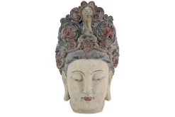Figur BUDDHA HEAD 45cm mehrfarbig handmade Deko-Kopf Blumengöttin